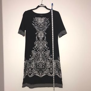 Style & co. Black/White Pattern Short Sleeve Dress